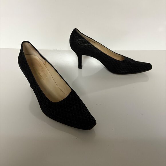 Rangoni Firenze Black Suede Leather Heels Size 7.5B Italy Elegant Womens Shoes - Picture 5 of 10